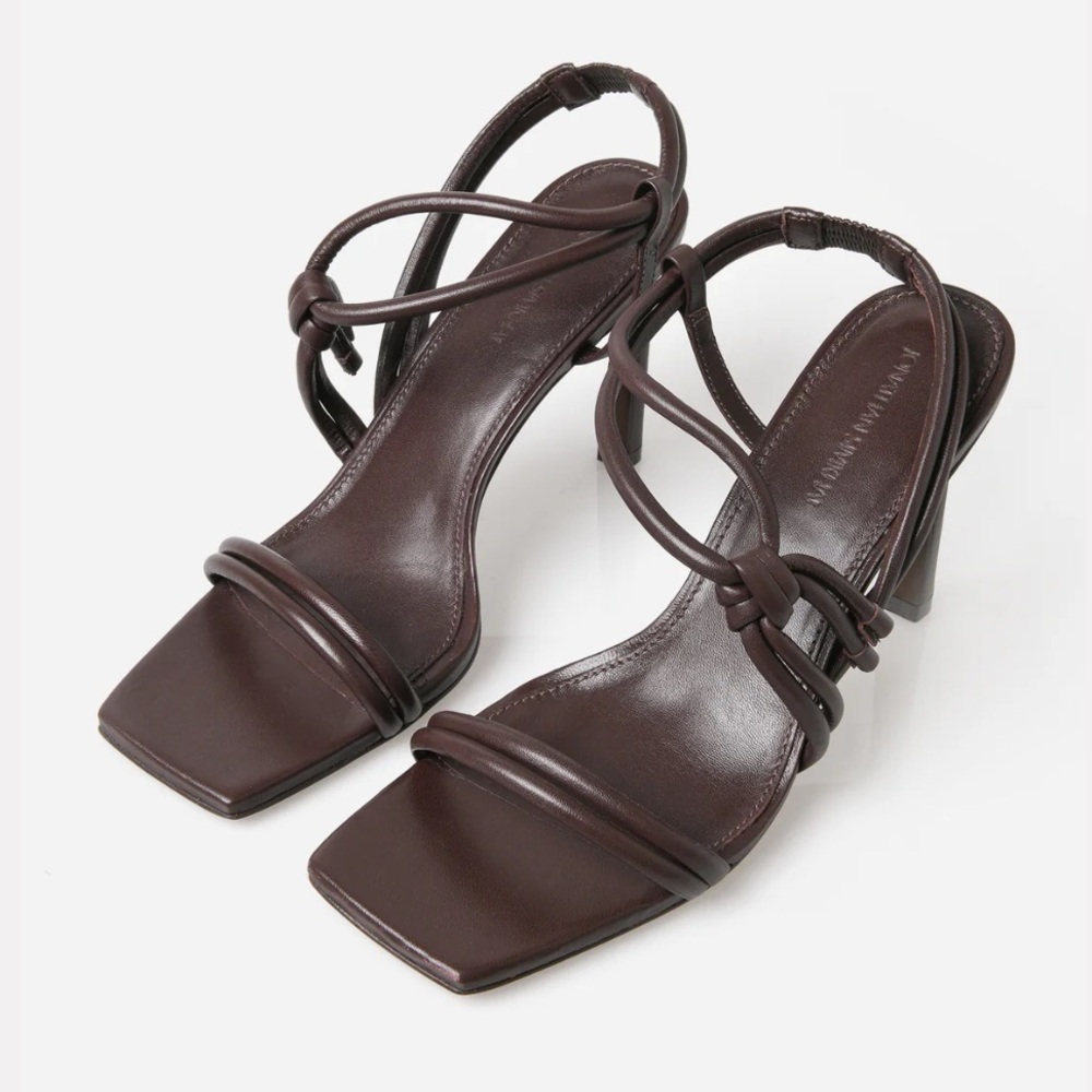 Jonathan Simkhai Dark Brown Strappy Square-Toe Heels
